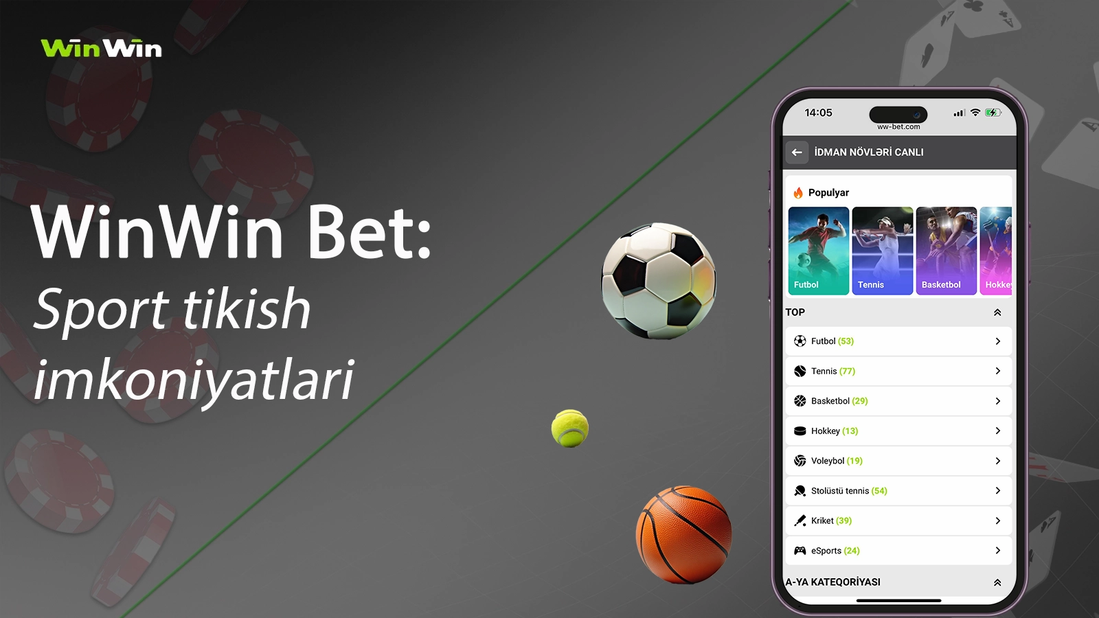 WinWin Bet — sportga tikish: 1500+ tadbir, 40+ fan, jumladan futbol, eSport, UFC va siyosiy garovlar