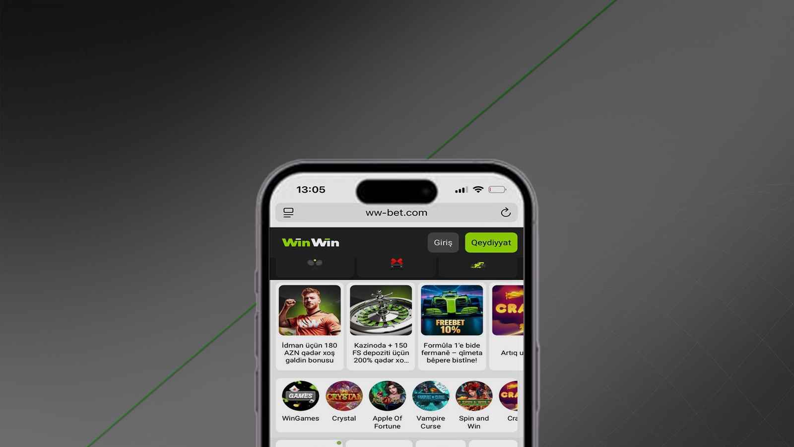 Safari brauzer orqali WinWin kazino saytiga iPhone orqali o'tish